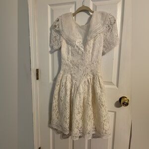 Vintage Jessica McClintock Elegant White Lace Dress size 5/6 juniors